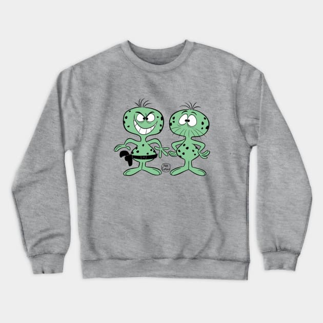 Moon Men Aliens from Rocky and Bullwinkle Crewneck Sweatshirt by markscartoonart62